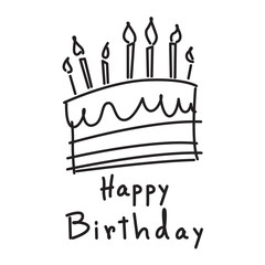 doodle cake and happy birthday, vector