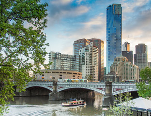 Boat passing under Princes Bridge