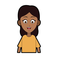 Young woman smiling cartoon vector illustration graphic design
