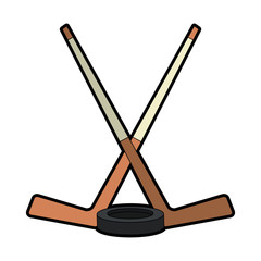 Hockey stick with puck vector illustration graphic design