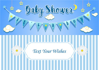 Baby boy shower invitation card design template