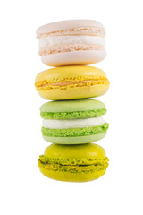 macaron tower of dessert biscuit biscuits, on white