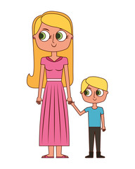 happy mother and her son cartoon