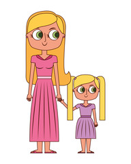 mother holding hand with her daughter