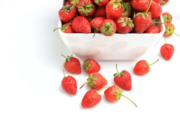 Red strawberry, closeup, macro On a white background