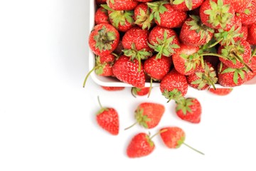 Red strawberry, closeup, macro On a white background