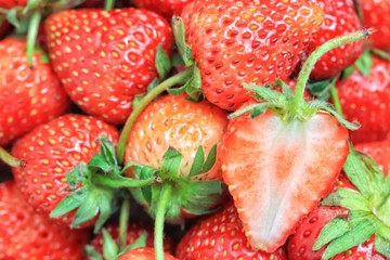 Red strawberry, closeup, macro