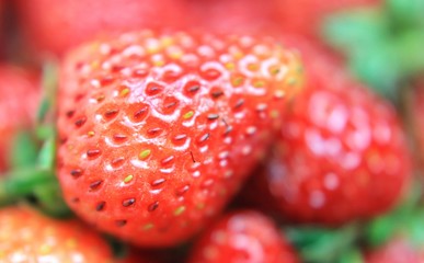 Red strawberry, closeup, macro