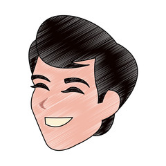 Young woman smiling cartoon icon vector illustration graphic design