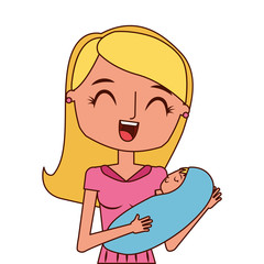 happy young mother hugging little toddler son