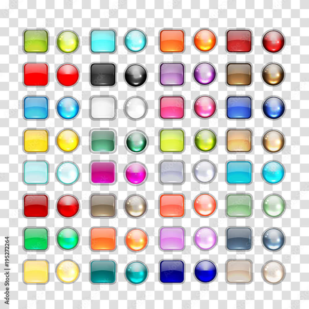 Poster set of glossy button icons for your design