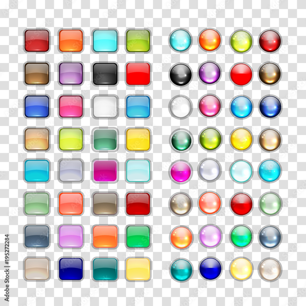 Poster set of glossy button icons for your design