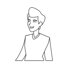 Young man smiling cartoon icon vector illustration graphic design