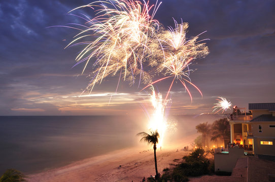 Fireworks over Ocean