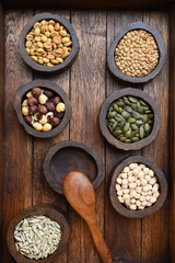 collection of different legumes for background