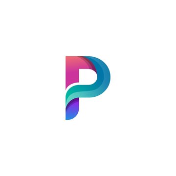 Abstract colorful  letter P  logo icon.  for corporate identity design isolated on dark background.