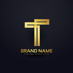letter T logo concept design in premium golden style