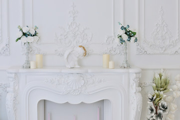 Elegant white fireplace