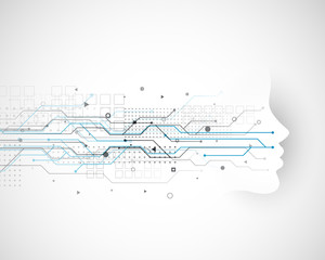 Obraz premium cyber technology concept design with digital face and network diagram