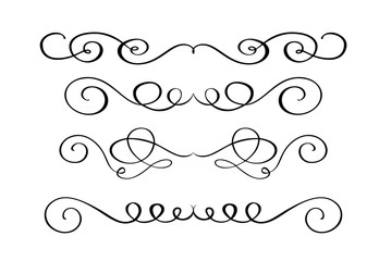 Set hand drawn flourish Calligraphy elements. Vector illustration on a white background