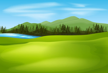 Background scene with green field