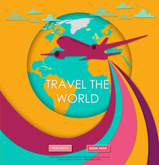 Travel to World. Vacation. Trip to World. Tourism. Travel banner. Travelling illustration. Colorful modern flat design. EPS 10.