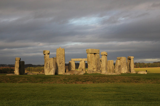 the stones of Stonehenge, a prehistoric monument in Wiltshire, England. UNESCO World Heritage Sites