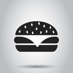 Burger fast food flat vector icon. Hamburger symbol logo illustration. Business concept simple flat pictogram on isolated background.