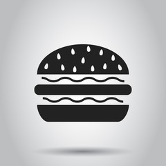 Burger fast food flat vector icon. Hamburger symbol logo illustration. Business concept simple flat pictogram on isolated background.