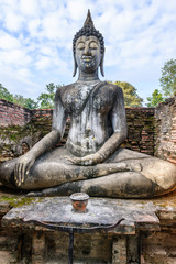Thaïlande, Sukhothai : Le Parc Historique de Sukhothai, Bouddha assis.