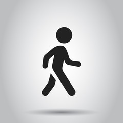 Fototapeta na wymiar Walking man vector icon. People walk sign illustration. Business concept simple flat pictogram on isolated background.