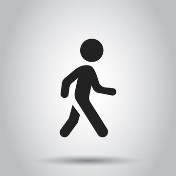 Walking man vector icon. People walk sign illustration. Business concept simple flat pictogram on isolated background.