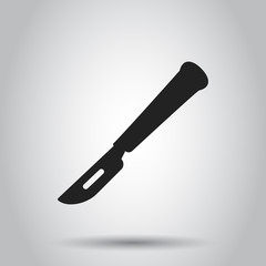 Medical scalpel vector icon. Hospital surgery knife sign illustration. Business concept simple flat pictogram on isolated background.
