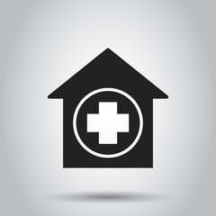 Obraz premium Hospital building vector icon. Infirmary medical clinic sign illustration. Business concept simple flat pictogram on isolated background.