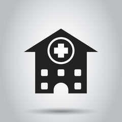 Obraz premium Hospital building vector icon. Infirmary medical clinic sign illustration. Business concept simple flat pictogram on isolated background.