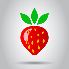 Strawberry fruit sign vector icon. Ripe berry illustration. Business concept simple flat pictogram.