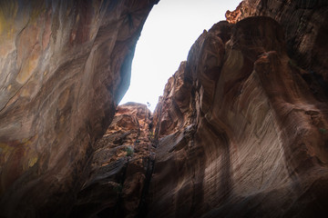 Siq canyon, which goes to the ancient city Petra and rocks in it