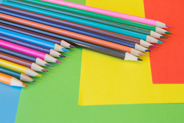 Colored pencils on the whole picture. Bright colored pencils