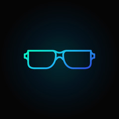 Reading glasses blue icon - vector eyeglasses symbol