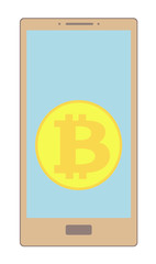 crypto coin bitcoin on  a screen phone