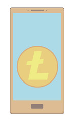 crypto coin litecoin on  a screen phone