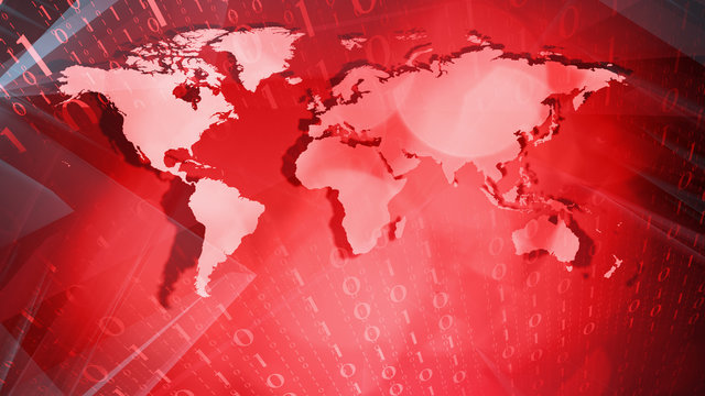 World cyber security red abstract technology concept