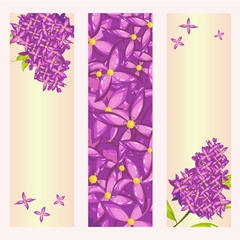 Set of Floral Banner Templates with Lilac Flower