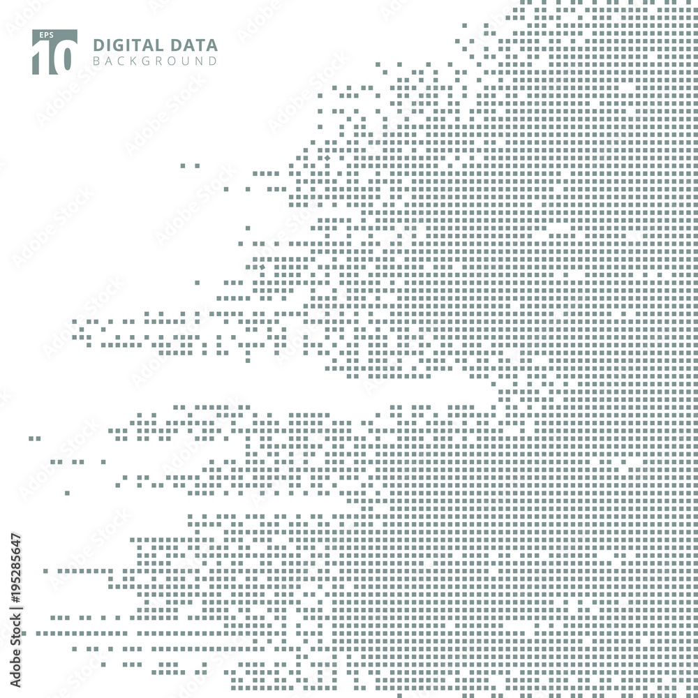 Poster abstract technology digital data square gray pattern pixel background.