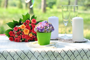 Beautiful flowers on table