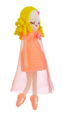 Female doll isolated from white background.