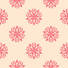 Obraz premium Red floral seamless pattern on beige background