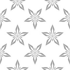 Gray floral seamless pattern on white background