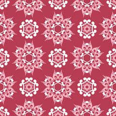 Red and beige floral seamless pattern. Pale red colored background