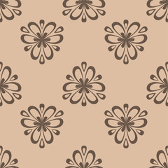 Floral brown seamless pattern. Background with fower elements for wallpapers